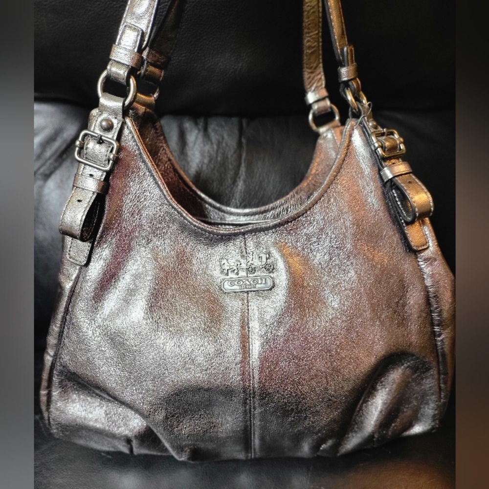 NEW Coach Madison Maggie Shimmering Silver Shoulder Bag Vintage NWOT - Picture 10 of 16